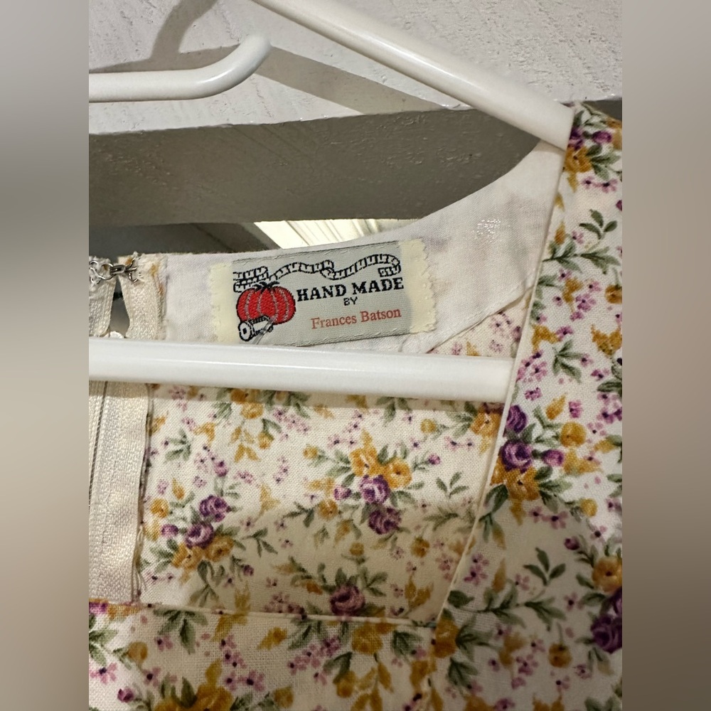 Vintage Handmade Floral Midi Dress with Purple Accents - Picture 10 of 11